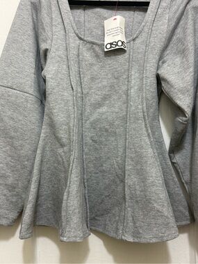 ASOS Light Grey Peplum Sweatshirt